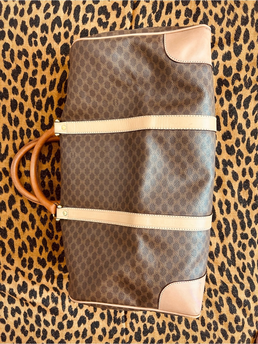 🤎CELINE🤎Macadam💛Brown Mono Weekender Bag with Unbranded Strap & Lock no key - Picture 2 of 10
